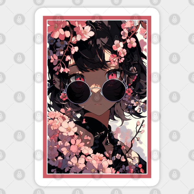 Aesthetic Anime Girl Rosa Pink  Black | Quality Aesthetic Anime Design | Premium Chibi Manga Anime Art Sticker by AlNoah